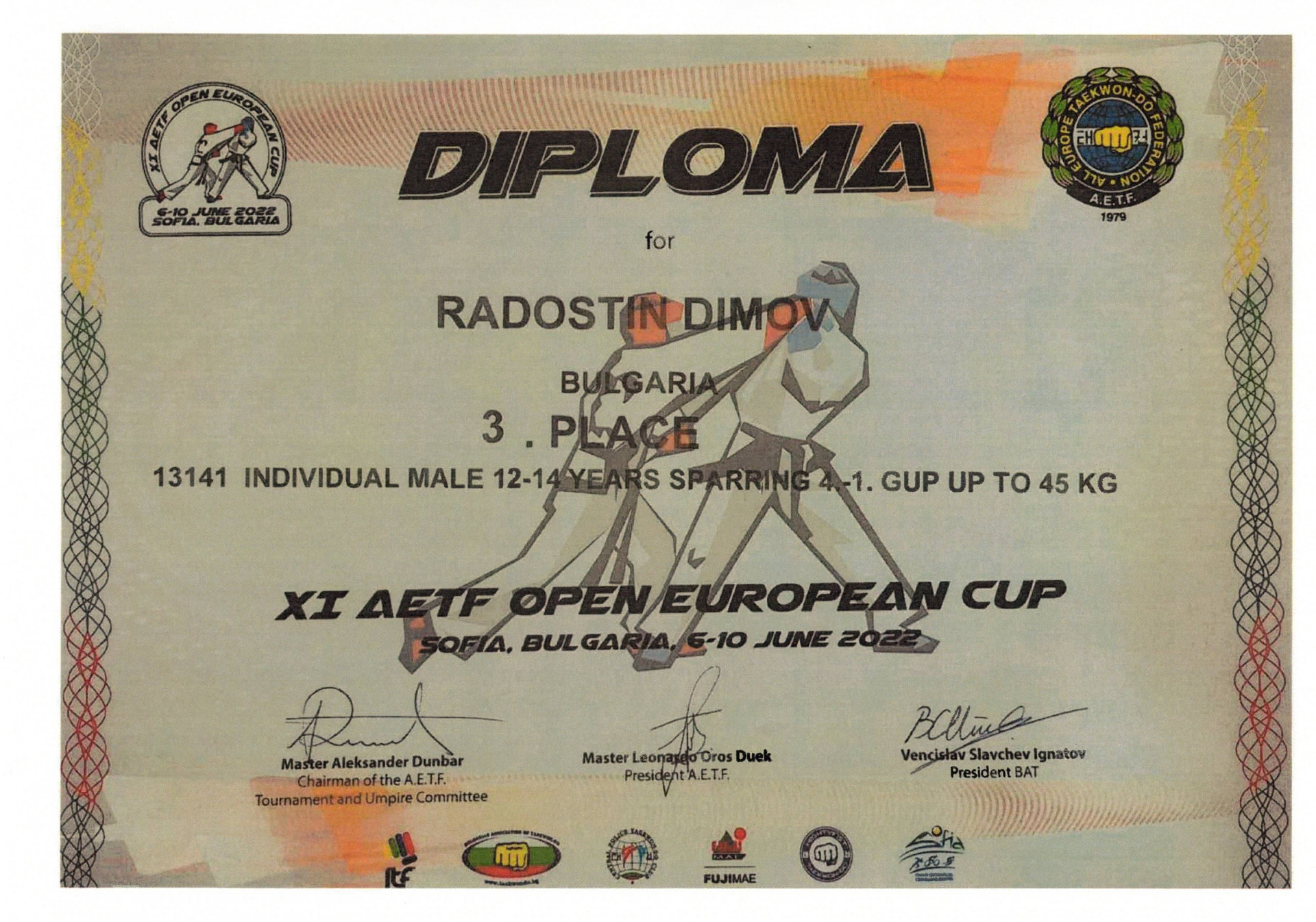 Повод за гордост - момче от Николаево с бронзов медал от XI AETF Open European Cup image
